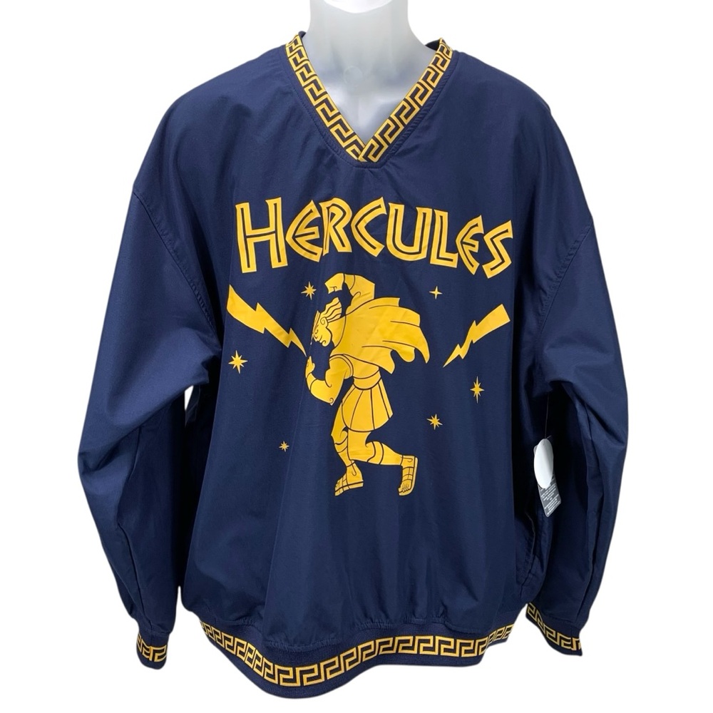 Disney Hercules Pullover Windbreaker Jacket Mens XL Blue Gold Greek‎ Key NWT